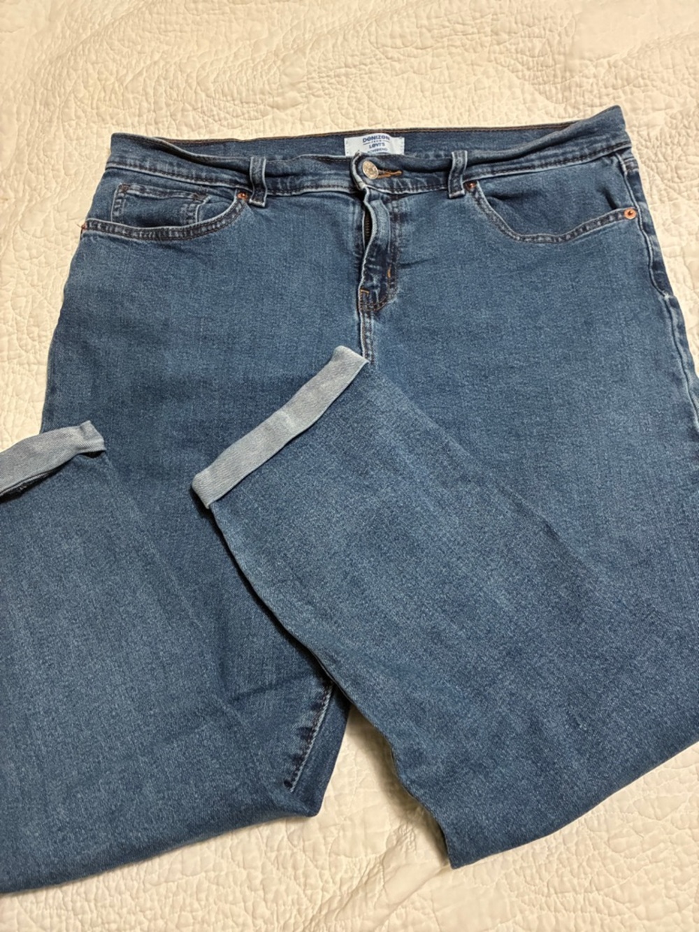 Denizen from Levi's Straight-Leg Dark Blue Ankle Jeans, 10
